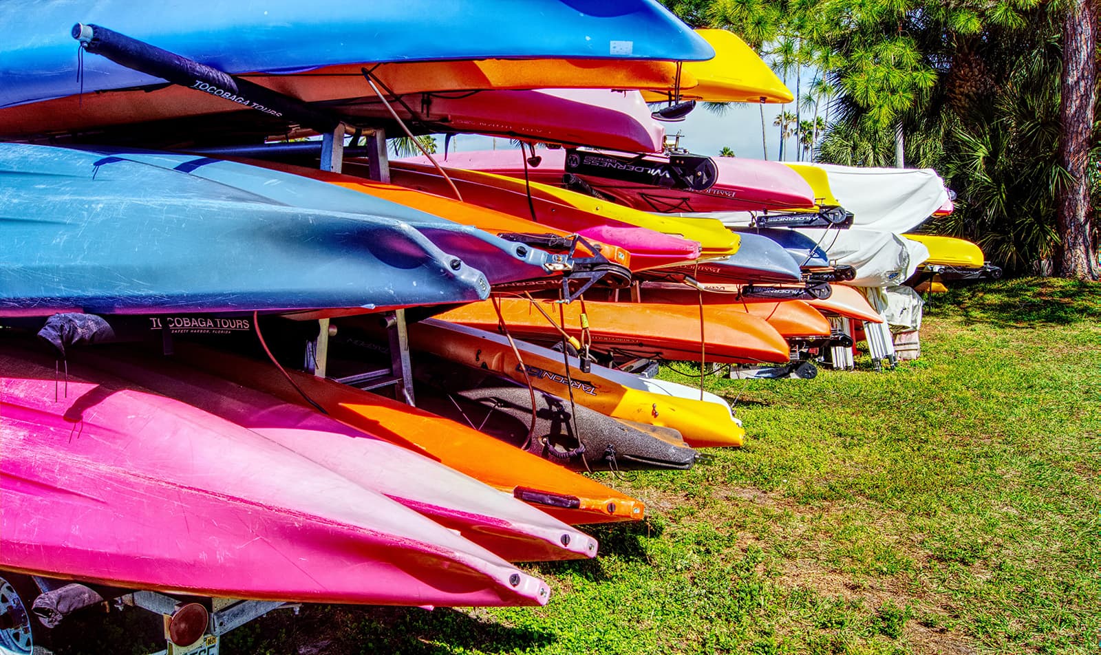 Different types of kayaks.